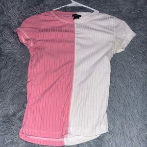 HALF PINK HALF WHITE T-SHIRT